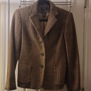 Chaps Brown and Tan Houndstooth Blazer